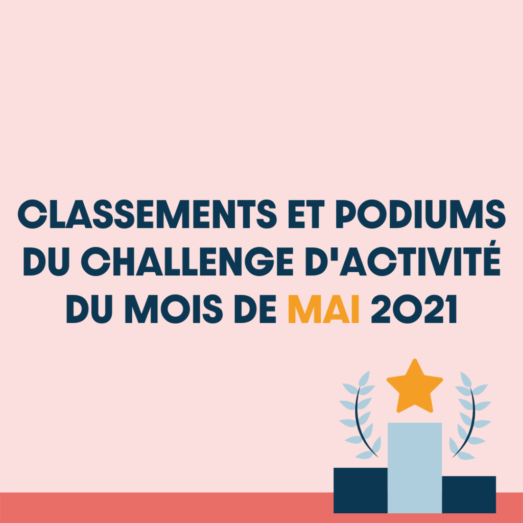 Les classements et podiums du challenge d'activité du mois de mai 2021